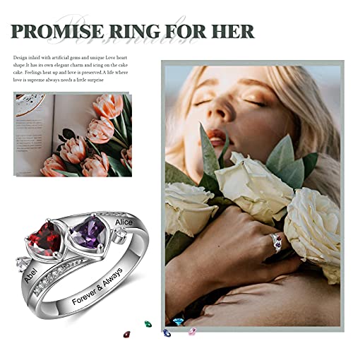 Diamondido Personalized Promise Rings for Her Custom Name Birthstone Rings for Women Mother Daughter Rings for Mom Customized Gifts for Mothers Day4