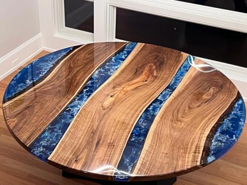 RESINHOMEFURNITURE Blue River Flow Epoxy Resin Round Coffee Table Living
