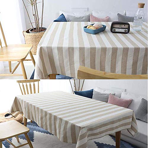 Nappe en coton lin lavable 140x250cm nappe de table rectangulaire marron