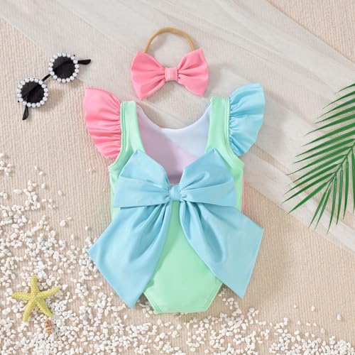 Image of Toddler Girl Baby Ruffles Mermaid Fish Scale Swimsuit One Piece Swimwear Bathing Sunsuit