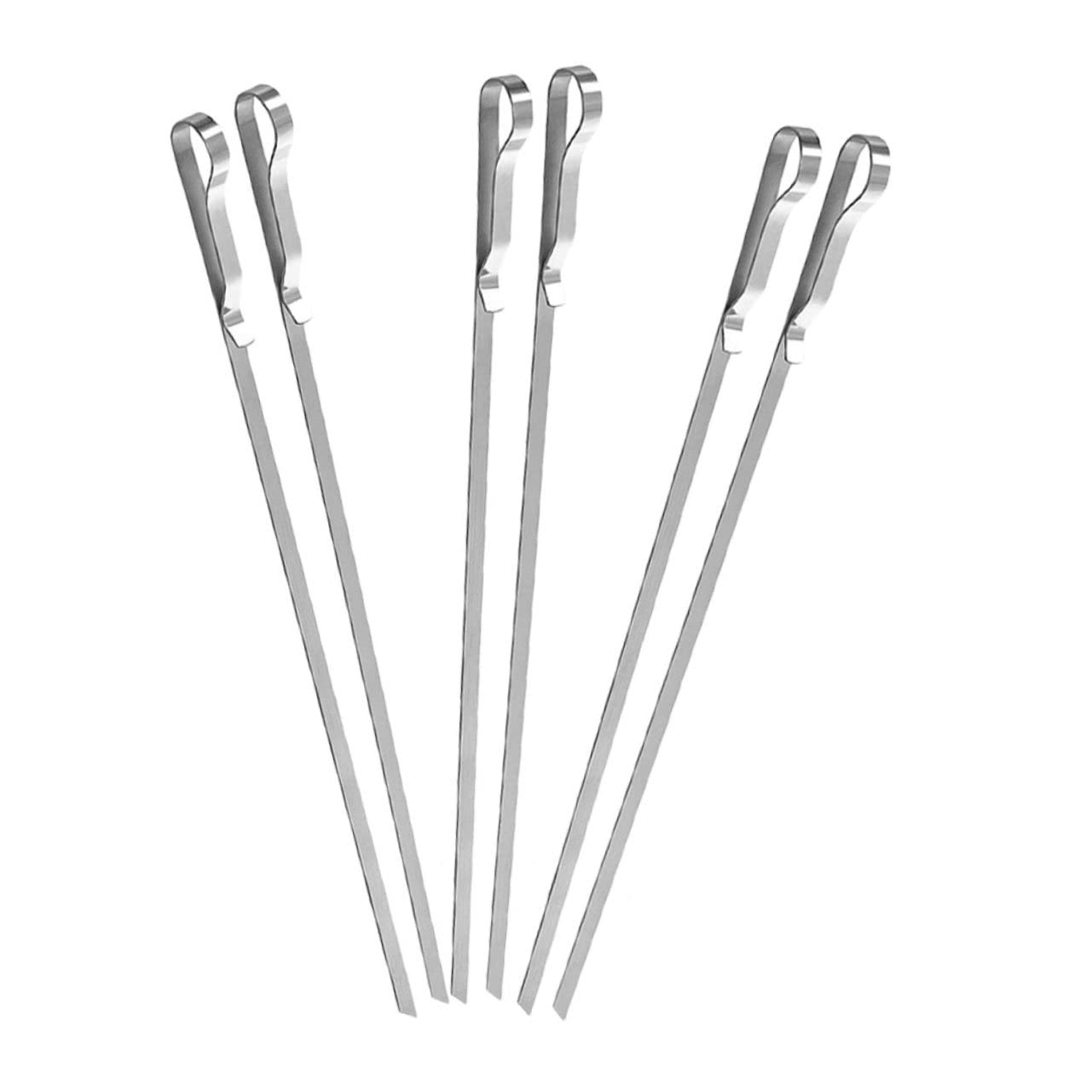 SePkus 6 Stück stiftclipförmige Backstäbchen, wiederverwendbar, Kabob-Stäbchen, Grill-Kabob-Stäbchen, Bratstäbchen, Grillnadel, Grillspieß, Schweinebraten, Grillspieß, Edelstahl-Grill-Lammstäbchen