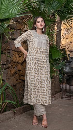 Fabnex Kurta Set For Women | Women Kurta Set With Dupatta | Women Kurta Sets Kurtis | Women Kurta Pant Set (K-41-Brown-M)