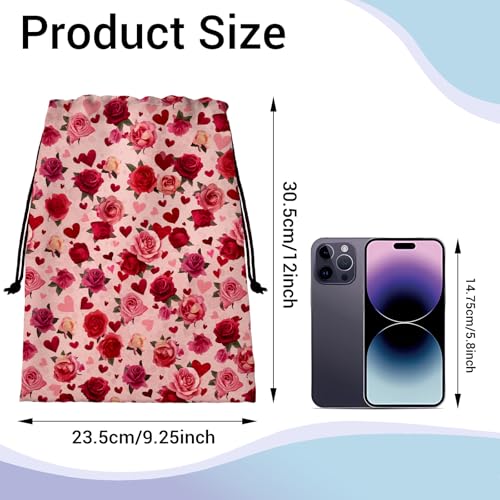 Image of Grip Bag for Gymnast Red Roses Heart Lightweight Small Drawstring Athlete String Bag