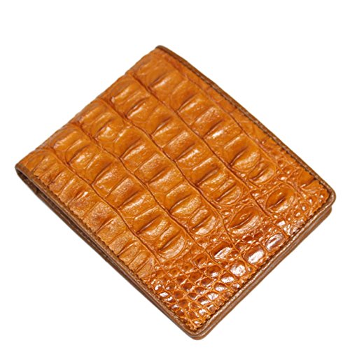 Genuine Crocodile Alligator Skin Leather Man Bifold Wallet Orange