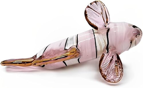 Miniatura 7 de WitnyStore Pequeña figura de pez payaso rosa y blanco de 4 pulgadas, miniatura soplado a mano, animales de cristal soplado a mano, colorido pez