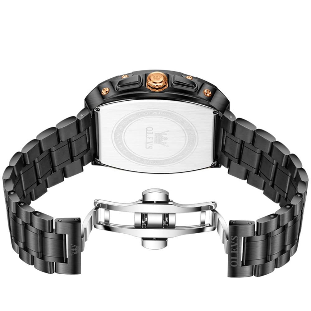 OLEVS - Orologio da uomo con diamanti, impermeabile, luminoso, con quadrante grande dorato, lussuoso, casual, al quarzo, con data, calendario e cinturino in acciaio inox
