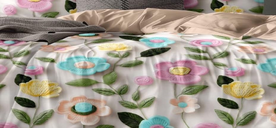 Image of 1 Reversible Comforter Super King Size 108 x 108 Both Side Same Print 1 Bedsheet King Size 108 * 108 inches and 2 Pillow Cover 4 Pieces Bedding Set | AC Quilt | AC Dohar-Multicolor
