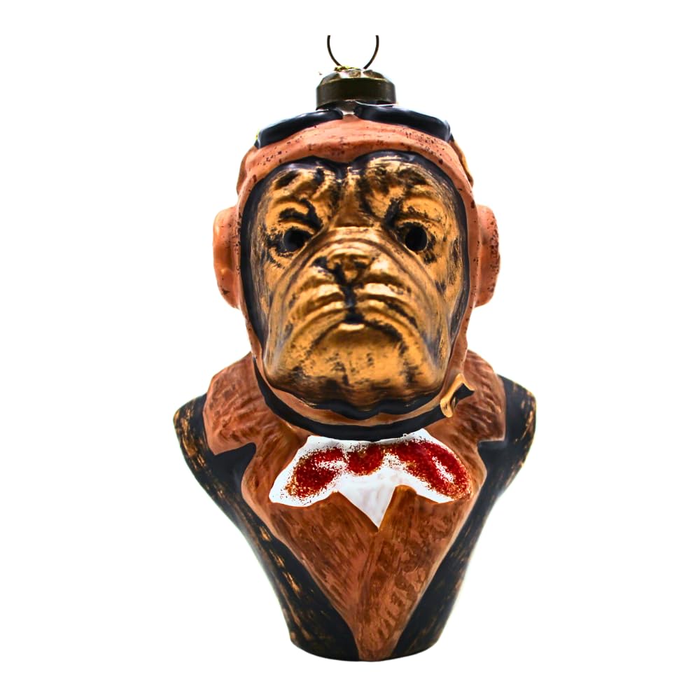 Dekohelden24 Lauscha Lauscha Christmas Tree Decoration Christmas Tree Bauble Glass Ornament Dog Pilot Glass Decoration Brown L x W x H 7 x 6 x 11 cm
