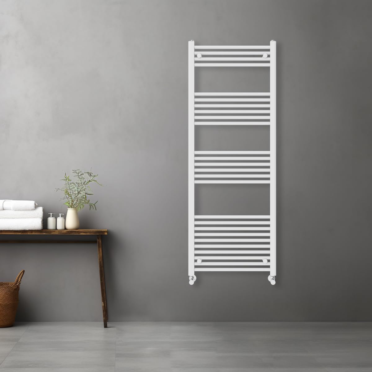 Warmehaus White Contemporary Straight Heated Bathroom Towel Rail Radiator Rad - 1600X600mm