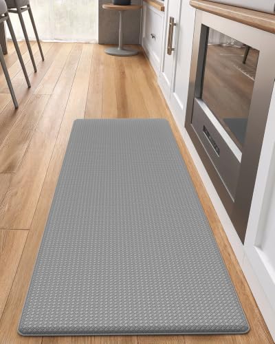 Color&Geometry Alfombra Cocina Antideslizante   44x150cm, Almohadilla Antifatiga Suave, Impermeable, Resistente al Aceite y Antideslizante, Ideal para Zona del Fregadero, Placa de Cocción, Gris