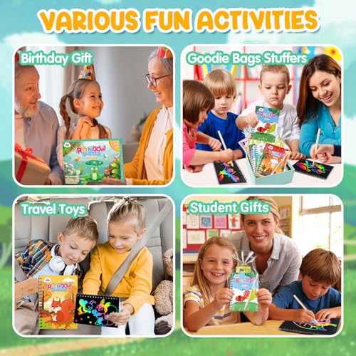 Image of ZMLM 24 Pack Rainbow Art Scratch Notebooks for Kids Birthday Party Favors