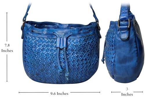 Image of RUSTIC TOWN Leather Shoulder Bag for Women - Washed Leather Travel Sling Bag Crossbody Purse Hobo Handbags Satchel for Ladies