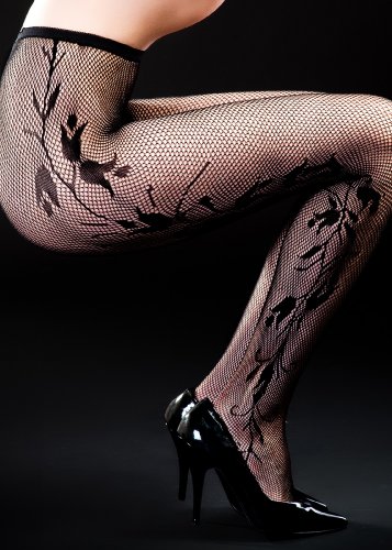 Fashion MIC Tulip Side Pattern Pantyhose (Free Size, Black)