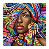 BENBO Diamond Painting Kit for Adults, 15.8x15.8In African Woman DIY 5D Full Drill Crystal Diamond P