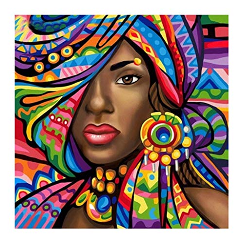 Benbo Diamond Painting Kit For Adults, 15.8X15.8In African Woman Diy 5D Full Drill Crystal Diamond Paint By Number Kits Cross Stitch Rhinestone Painting Arts Craft For Home Decor #TOP2