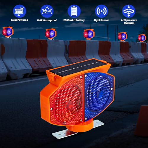 Luz de advertência estroboscópica solar, 3 modos de funcionamento, luz de trânsito com flash vermelh