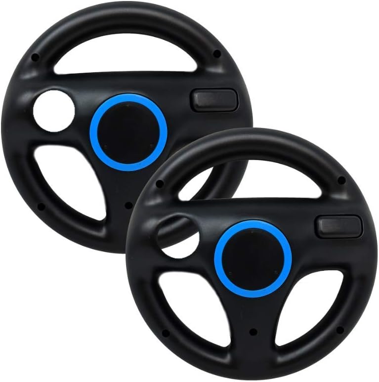 Old Skool Mario Kart Racing Wheel Compatible with Wii and Wii U 2 Pack - Black