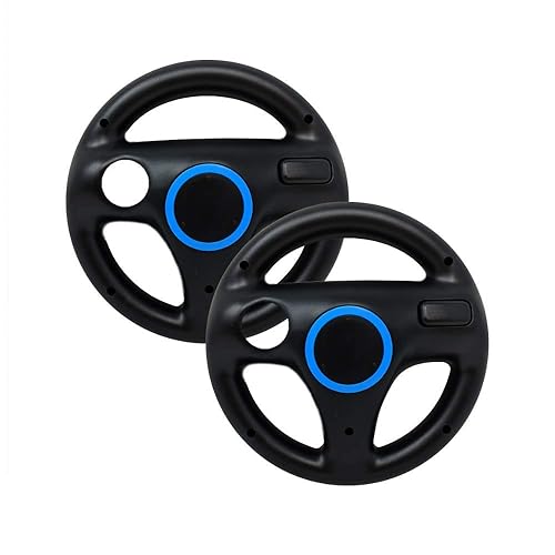Old Skool Mario Kart Racing Wheel Compatible with Wii and Wii U 2 Pack - Black