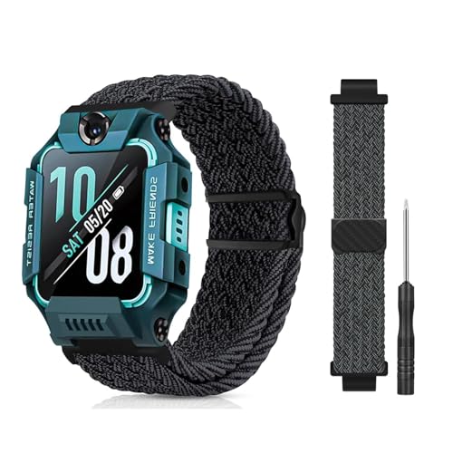 AzureRay Pulsera infantil para smartwatch niña, Bandas de repuesto para smartwatch imoo Z7, Z6, Z1, Correa ajustable de nailon transpirable, suave para la piel (Gris Oscuro)