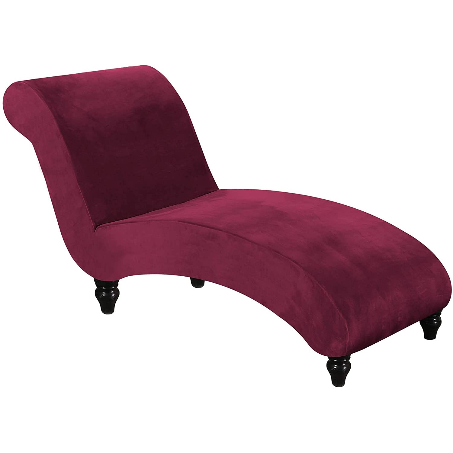 Gyhh Wine Red Stretch Velvet Lounge Chaise Cover 1-Piece Super Soft Luxurious Chaise Longue Slipcover For Indoor Bedroom, Machine Washable
