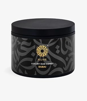 NUHR Home Dubai Luxury Oud Incense Cones, Natural Agarwood with Saffron, Apple, Vanilla and Musk Notes/20 Strong Scented Cones/Bakhoor alternative/Lasting Fragrance Aroma Natural Agarwood.