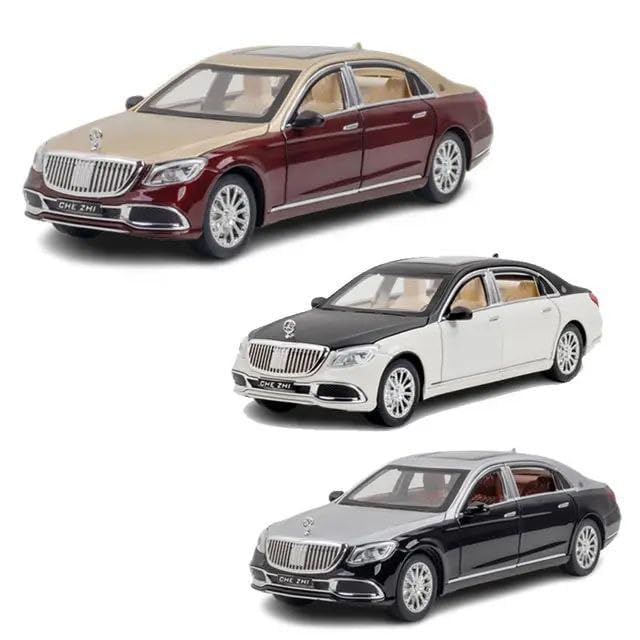 Image of Exclusive Alloy Metal Pull Back Die-Cast Car Diecast Metal Pullback Toy Car with Openable 6 Doors,Light Music Boys Gifts Toys (Mrcedes Maybach S600-1:24 Scale Multicolor)