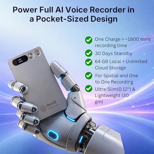 Image of AI Voice Recorder 64GB | AI Meeting Summaries & Reminders | 600 Min /Month Auto Transcribe | Unlimited Recording | 100+ Languages incl. All Indian Languages | Whatsapp & Call Recording