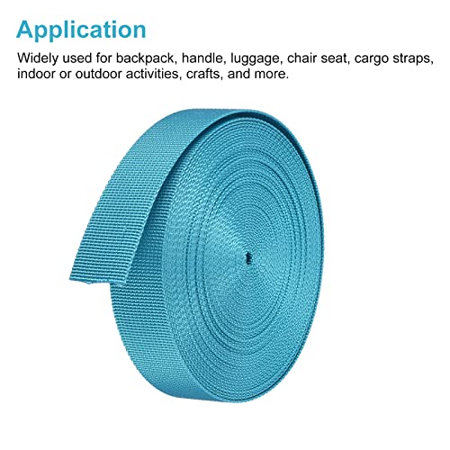 Image of MECCANIXITY Flat Nylon Webbing Strap 1 Inch 10 Yards Light Blue for Backpack, Luggage-rack