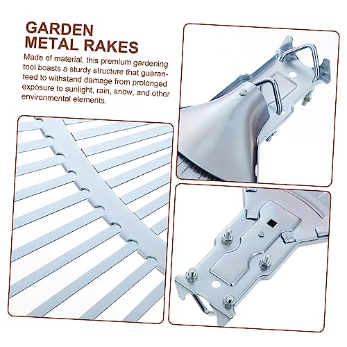 1pc 22 Remover Leaves Up Wire Rake Clean Gardening Steel for Head Farm Teeth Hand Rakes Shrub Leaf Harrow Grass Tool Replacement Multiple Quick Silver Metal Expandable Garden/848 - Image 2
