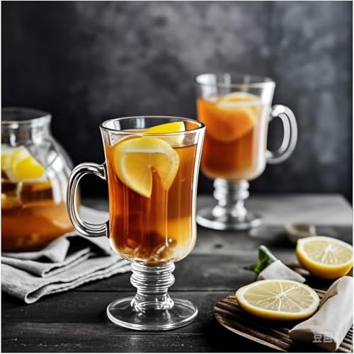 Image of 250 ML Glass Coffee Mug Set, with Convenient Handle, Tea Glasses for Hot /Cold Beverages, Thermal Shock Resistant, Tempered Glass, Mugs for Cappuccino (Delux Mug, 6 Count (Pack of 1))