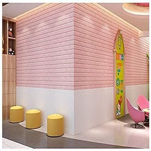 Image of KASHIVAL Self-Adhesive Waterproof PE Foam 3D Wall Panels Wallpaper Sticker for Bathroom, Living Room, Hotel and Home Decoration (70 x 70cm, Appx. 5.3Sq Feet) (JD Pink Brick)