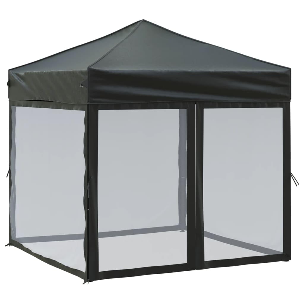 Carpa plegable para fiestas, 2 x 2 m, cenador de jardín con paredes laterales, carpa plegable para eventos al aire libre, jardín, terraza, camping y barbacoas, marco de acero estable, color