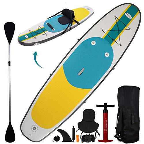 10’ Inflatable Stand Up Paddle Board Kayak And SUP! (6 Inches Thick, 32 Inch Wide Stance Width) |11-Piece Accessory Set That Includes Convertible Paddle, Kayak Seat, Travel Backpack, And More!