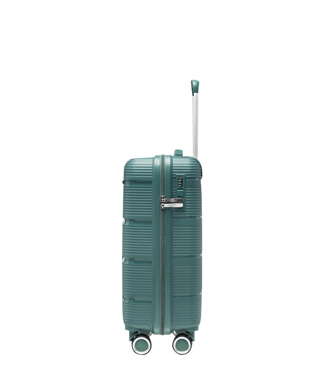 PUCCINI Walizka Kabinowa, Twarda, Zielona, Polipropylen, 36L, 4 Kółka Obrotowe 360°, 56x36x22 cm, 2.6 kg