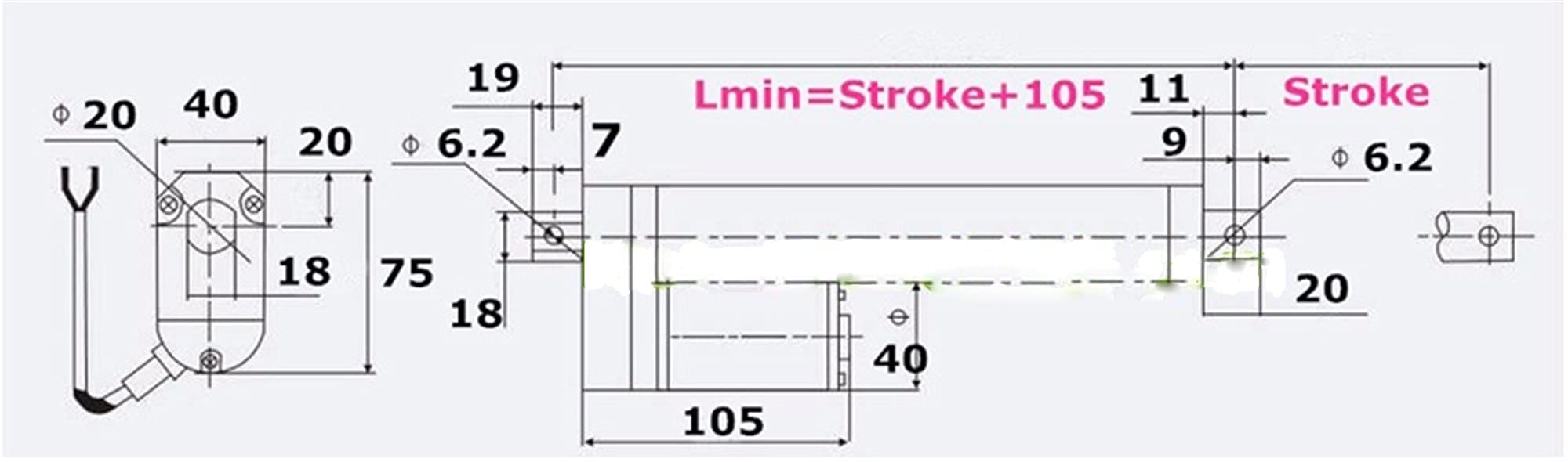 PYouo-attuatore lineare Velocità da 100 mm / s, corsa da 300 mm, attuatore lineare lineare, 1600N 160 kg Capacità di carico ad alta velocità 12V 24V DC attuatore lineare elettrico lineare elettrico