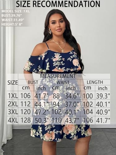 Image of Plus Size Summer Dresses for Women Casual Short Sleeves A Line Midi Dress
