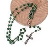 Nazareth Store Natural Stone Beads 8mm Rosary Necklace Antique Copper Design Holy Soil Medal & Cross in Velvet Bag - Catholic Rosaries Terra Santa Jerusalem Collection (Green Jade) #5