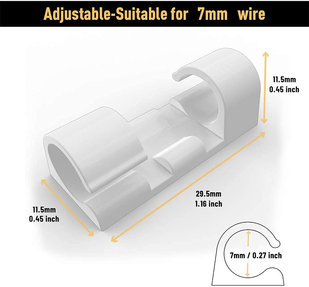 20 Pieces Cable Clips, Self Adhesive Cable Clips Wire Holder Sticky Mount-Round Plastic Cable Cord Management Clips for TV, Home, Office, Wall, Cubicle, Desk, car(Pack of 1) — Amazon image 2