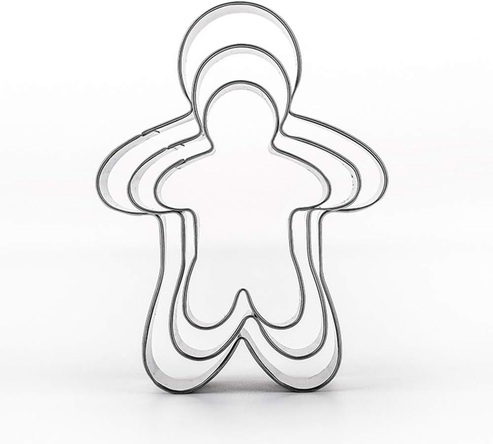 3pcs Stainless Steel Gingerbread Man Cookie Cutter Cake Biscuits Decorating Tool