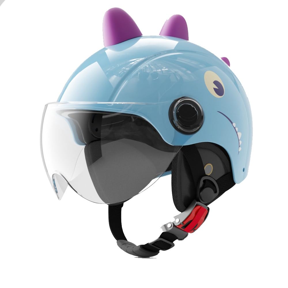 Cute Retro Motorcycle Children's Helmet DOT Approved Lightweight Dinosaur Kids Helmet 3-16 Years Old Youth Child Go-Kart ATV Motorbike Half Helmet for
