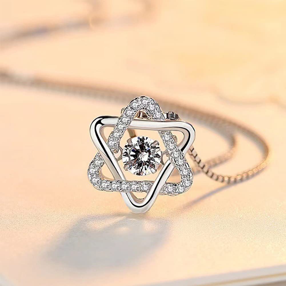 Damska gwiazda David David Necklace, mody srebrny David/heksagram cyrkonia wisiorka prezent biżuterii, rocznica Dzień Matki Rose złoto/srebrne, srebrne