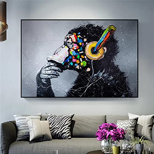 Toile graffiti art animal singe pour illuminer les murs d'une salle de jeux moderne