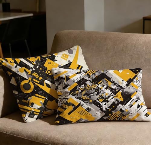 Housse de coussin jaune velours 40x70 rectangulaire taie d'oreiller lit