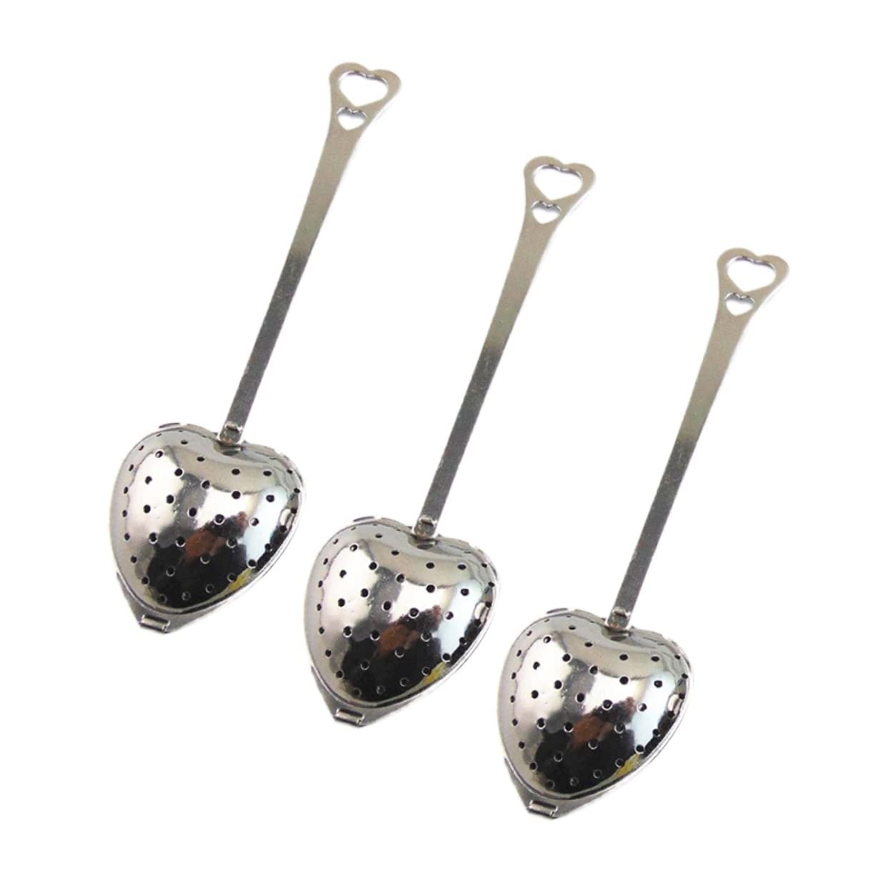 OUNONA 10Pcs Heart Shaped Stainless Steel Tea Infuser Spoon Long Grip Tea Strainer with Fine for Loose Leaf and Spices Tea Tool for Effortless Brewing