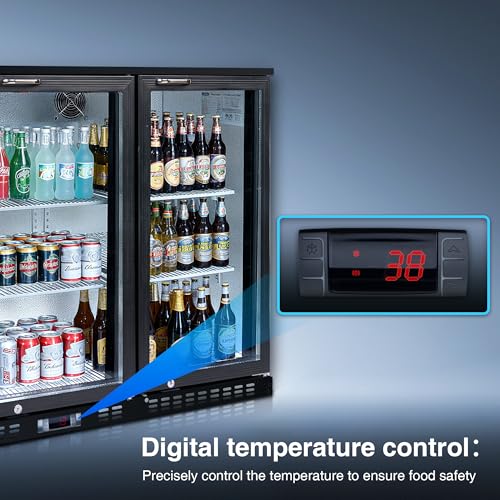 Image of Favfurish 53 inch Beverage Refrigerator With Glass Door,480 Cans Beverage Cooler Fridge W / 6 Shelves,11.3 Cu.Ft Commercial Refrigerators,Led Lighting,for Beer Wine And Drink,3 Hinged Doors,Black