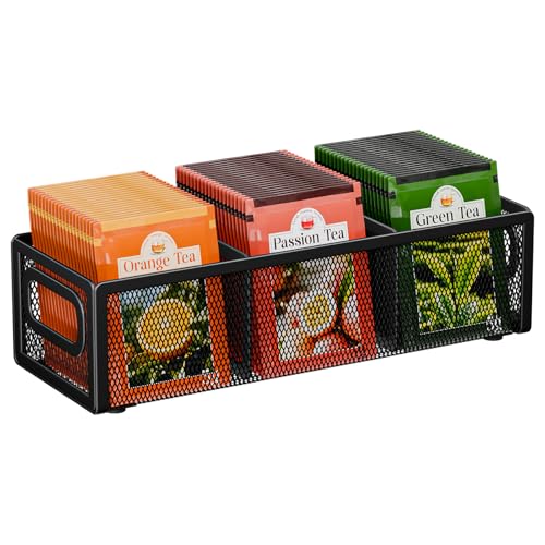 Comparison: Best Tea Bag Organizer 10 Volmop Tea Bag Organizer, Mesh Tea Bag Holder with Handle, Teabag Holder, Tea Station Organizer for Countertop, Pantry, Kitchen, Cabinet - Black