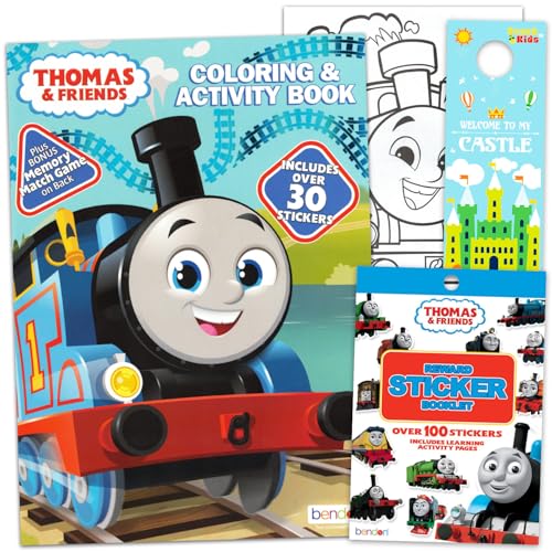 Thomas The Train Coloring Book for Kids Ages 4-8 - Bundle with Thomas Coloring Pages, Activities, Games Plus Stickers, More | Train Activity Book Set for Boys