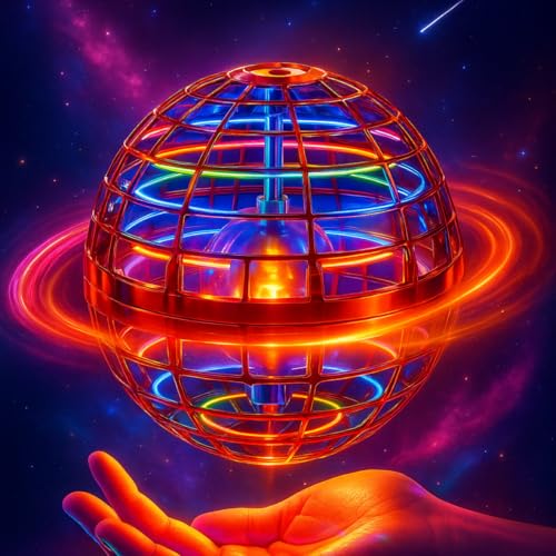 LumiFly 360 – Boule Volante Lumineuse | Jouet Enfant Intérieur Extérieur Garçon Fille Cadeau 6 7 8 9 10 11 Ans | Style Drone Enfant, helicoptere telecommande, Avion télécommandé, Hand Spinner Volant