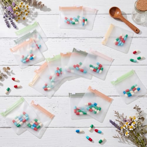 Image of Sherr 35 Pcs Pill Pouch Bags with Zipper Pill Pouch Set Travel Reusable Translucent Medicine Organizer Self Sealing Plastic Bag with Slide Lock for Storage(Sage Green,3 x 3 Inch,Blank Style)