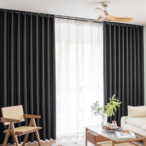 MOONVAN Window Black Blackout Curtains for Bedroom 84 inches Long 2 Panels Set Grommet Blackout Drapes Energy Saving Noise Reducing Thermal Insulated for Bedroom Living Room Nursery